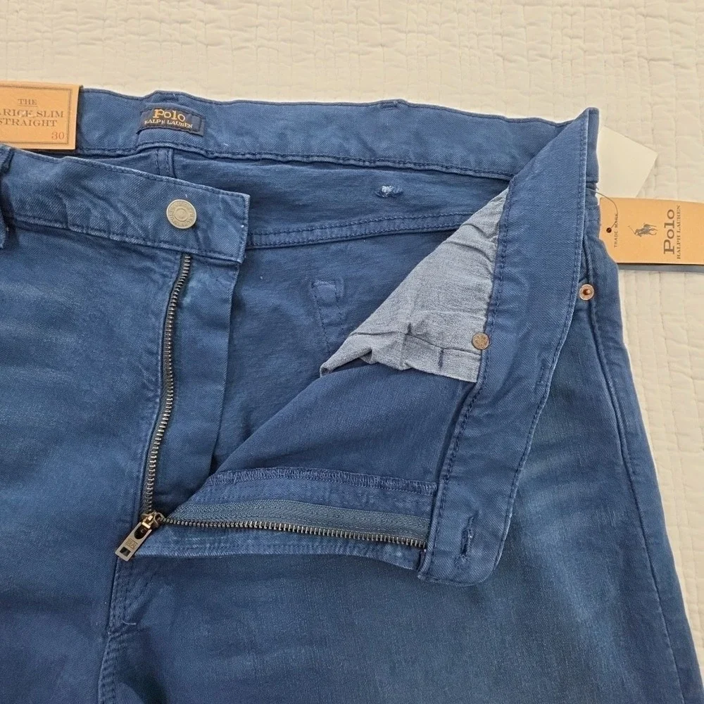 Polo Ralph Lauren Varick‎ Slim Straight Jeans Mens 42x30 Navy Blue NEW Stretch